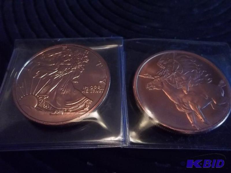 2-1 Oz. Copper Rounds Commemoratives .999 Fin...