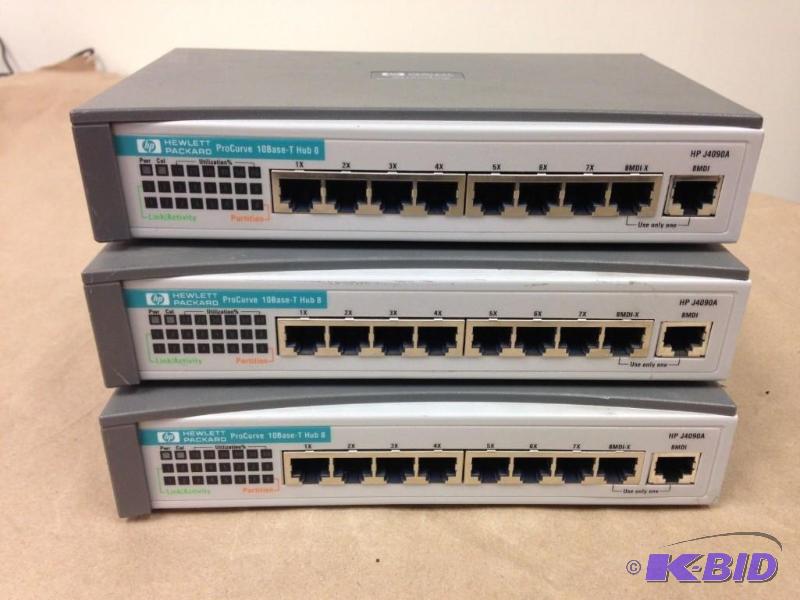 lot 13 image: Lot of (3) HP ProCurve 8-Port Ethernet Networ...