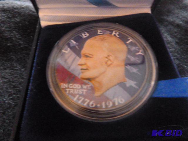 Colorized Eisenhower Bicentennial Dollar 1776...