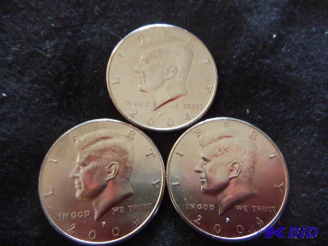 Three 2004 P Kennedy Half Dollars...