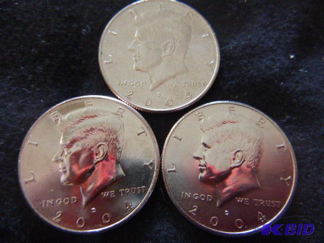 Three 2004 D Kennedy Half Dollars...