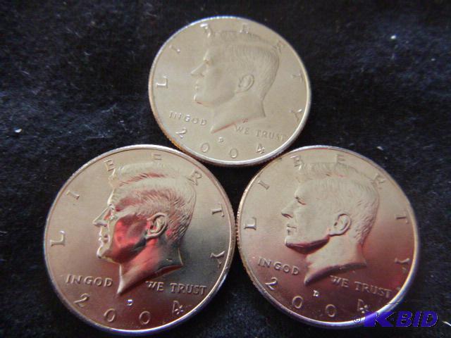 Three 2004 D Kennedy Half Dollars...