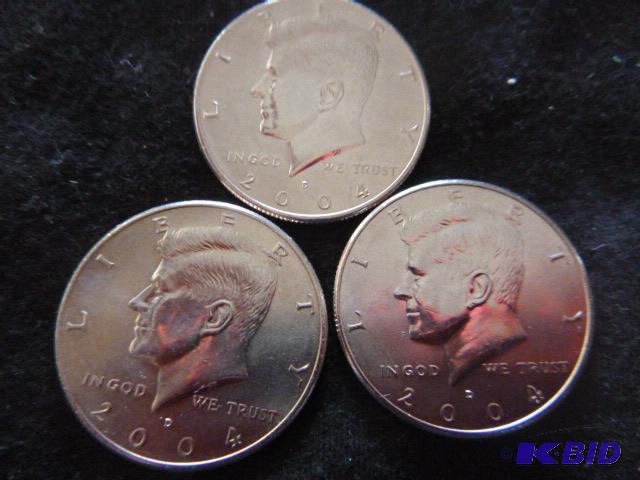 Three 2004 D Kennedy Half Dollars...