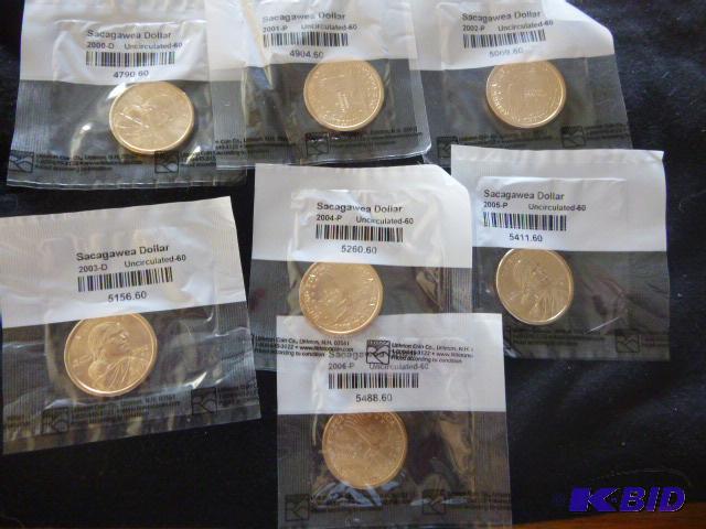 Seven Uncirculated Sacagawea Dollars 2000 D 2...