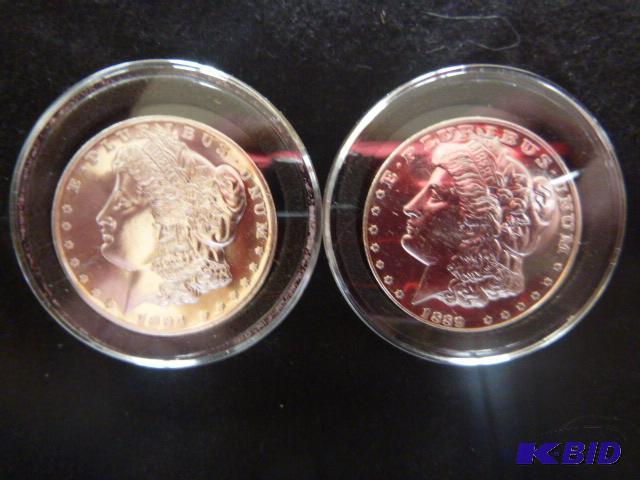 1884 and 1889 Morgan Replica Silver Dollars T...