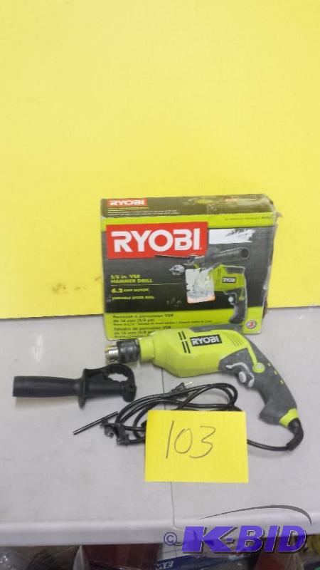 lot 103 image: Ryobi 58 in. VSR Hammer Drill