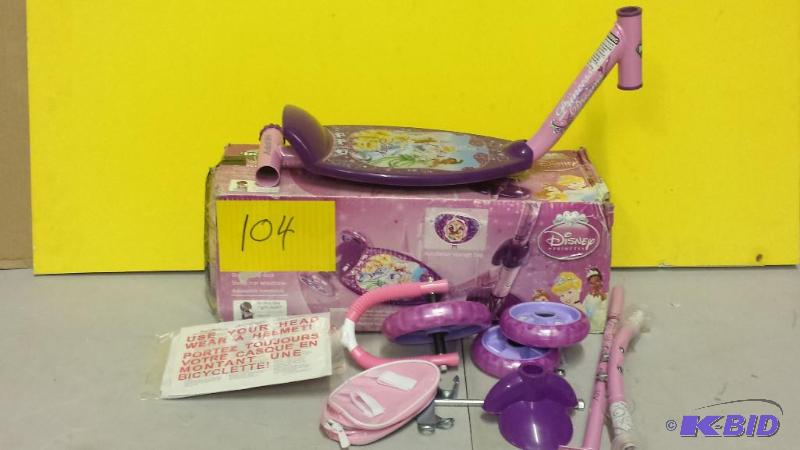lot 104 image: Disney Princess 3-Wheel Preschool Scooter, PinkPurple