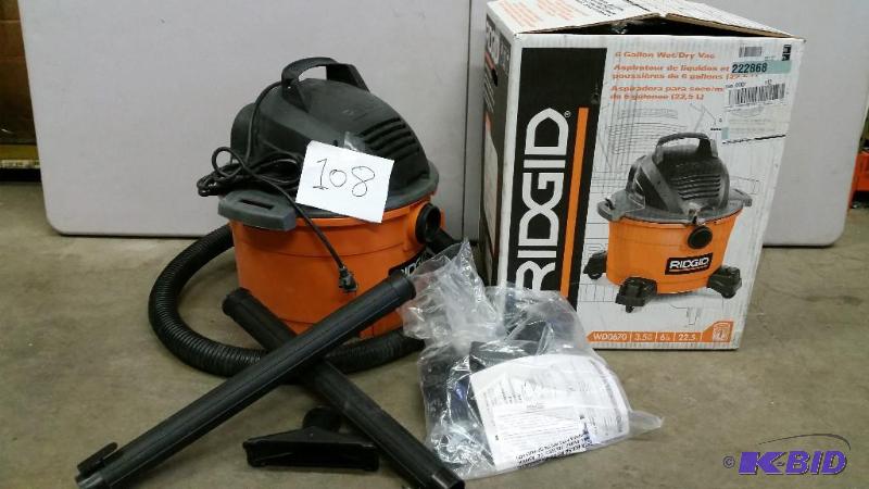 lot 108 image: RIDGID 6 GALLON WET DRY VACUMM