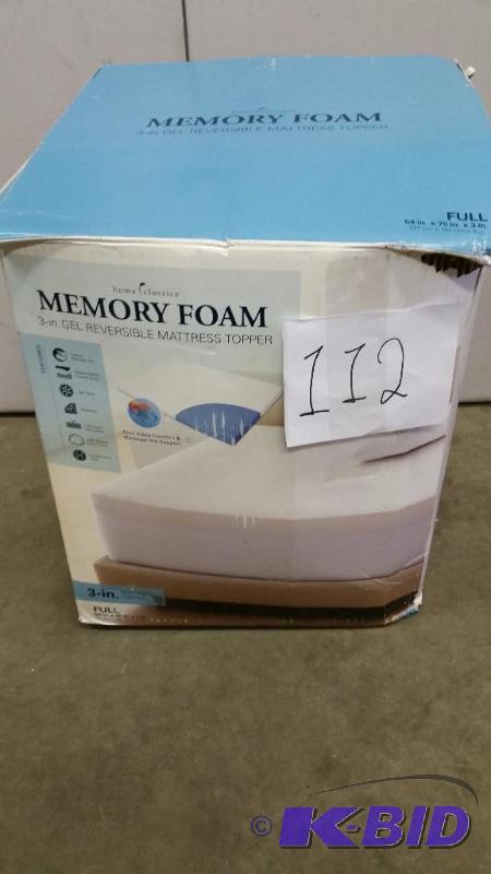 lot 112 image: home classics 3 inch memory foam topper