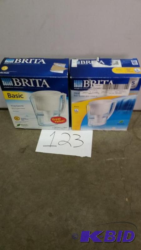 lot 123 image: SETY OF 2 NEW Brita Water Filtration Slim Pitcher