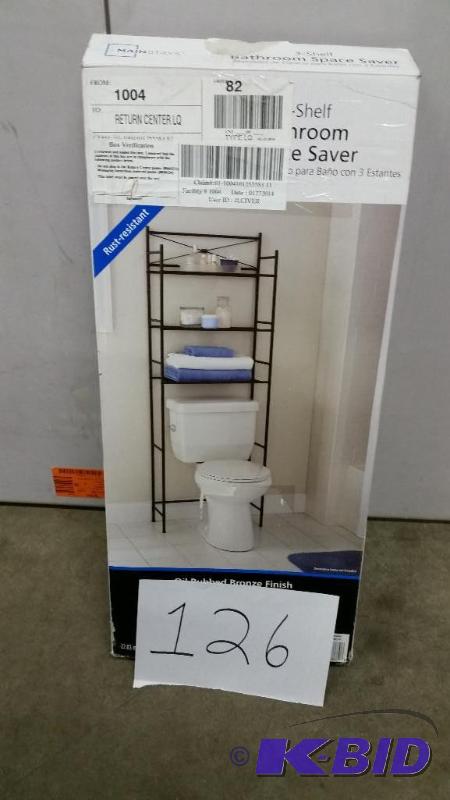 lot 126 image: 3-Shelf Bathroom Space Saver, Oil Rubbed Bronze