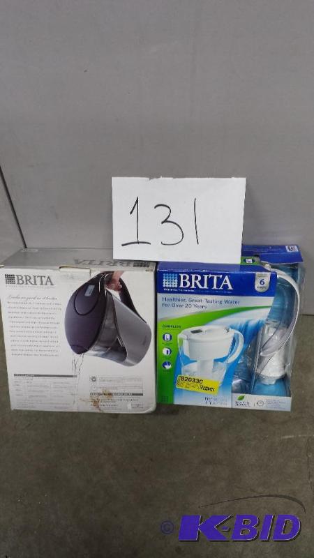 lot 131 image: SETY OF 2 NEW Brita Water Filtration Slim Pitcher
