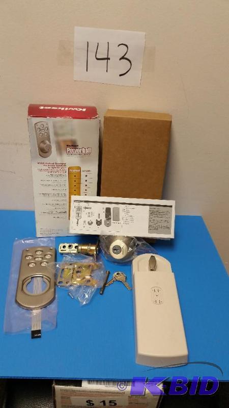 lot 143 image: Kwikset Powerbolt 907 15 SMT CP Satin Nickel Electronic Deadbolt w Smartkey