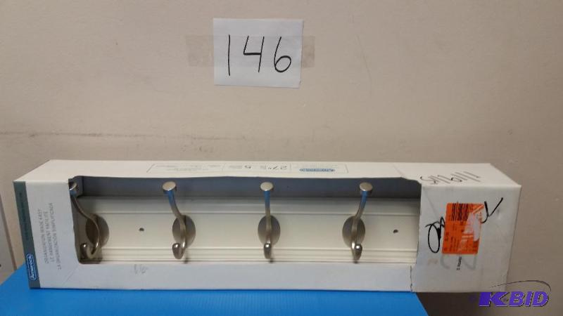lot 146 image: New Amerock Beveled Hook Rack,  27 27 18 x 6 18  x 4 h
