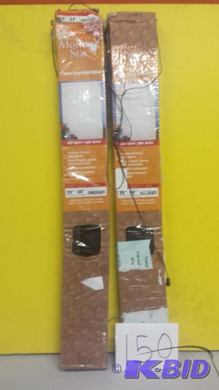 lot 150 image: set of 2 Furnishings Morning Star 1-Inch Mini Blinds, 29 by 64-Inch, chocolate