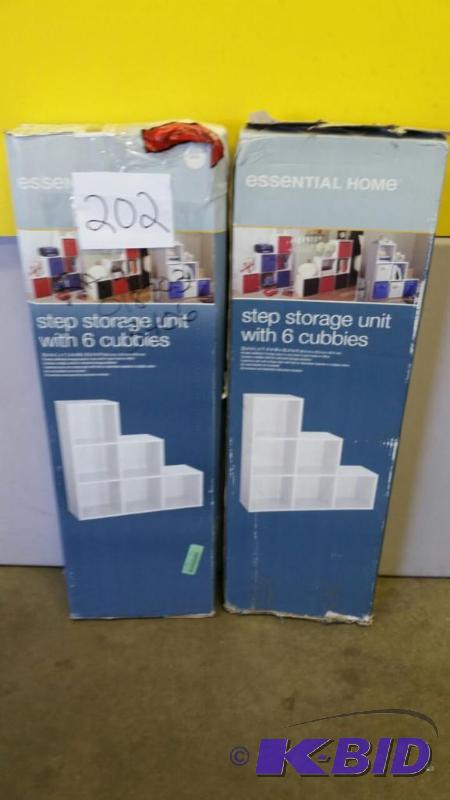 lot 202 image: Set of two step storage unit whit 6 cubbies