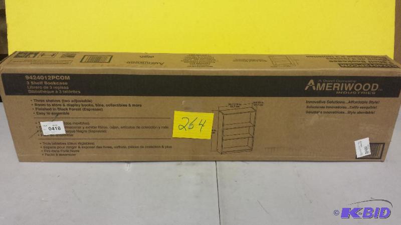 lot 264 image: Ameriwood 3 Shelf Bookcase