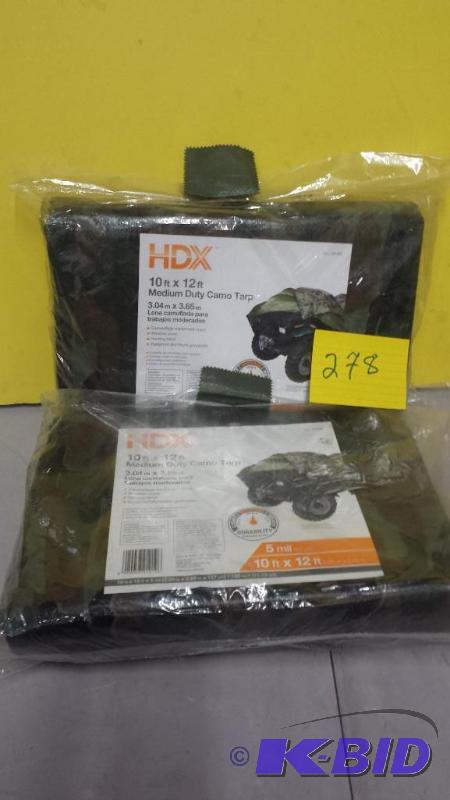 lot 278 image: Lot of 2 HDX Medium Duty Cam Tarps