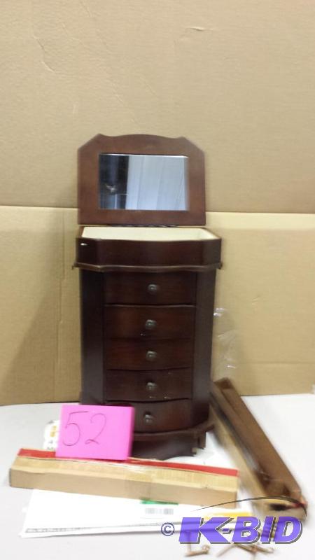 lot 52 image: Hives & Honey Walnut Jewelry Armoire-Anna Jewelry & Accessory Armoire