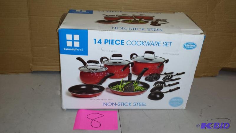 lot 8 image: Essential Home 14-Piece  Cookware Set