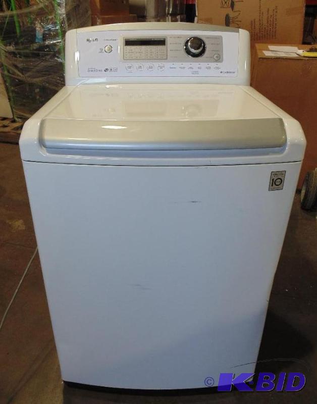 lot 10 image: New LG Washer - Model # (WT4970CW) - MSRP $72...