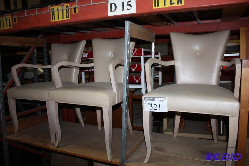 lot 321 image: Lot of (4) Dining Table Chairs BeigeGraySilver Back & Arm Rests 21 x 19 x 34.