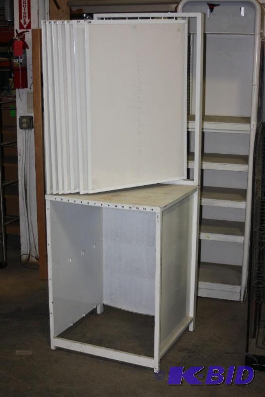 lot 337 image: Poster Display Shelf For Retail wMultiple Poster Slots & metal Frame wDisplay Ends 27 x 26 x 78