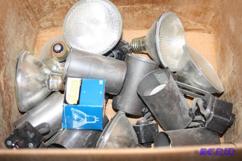 lot 347 image: Box Lot of Miscellaneous Hardware Including Light Bulb Light Fixture And More.