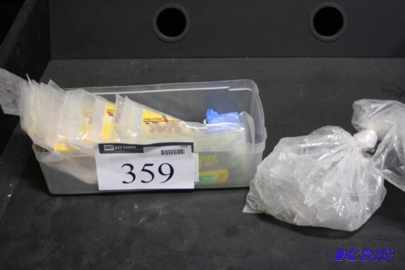 lot 359 image: Box Lot of Miscellabneous Hardware Including # Shape Plastic Pieces And More.
