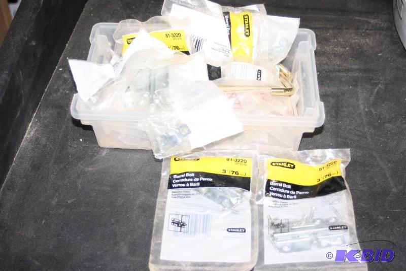 lot 375 image: Lot of Miscellaneous Hardware Including Stanley Barrel Bolt, 3 And More.