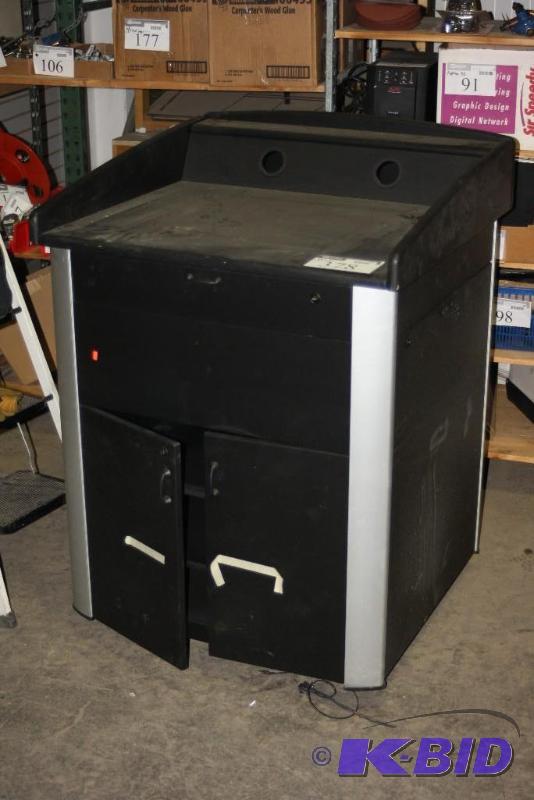 lot 378 image: Podium with a Variety of Access Panels for Cables BlackSilver 34 x 32 x 46.
