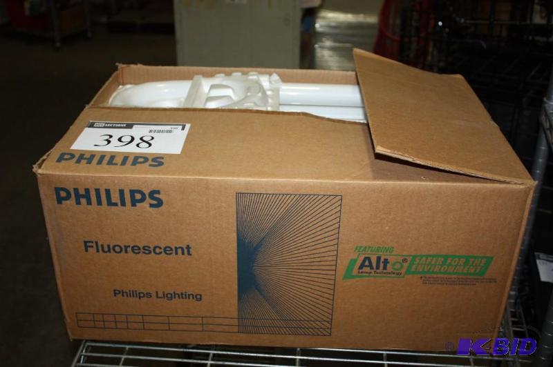 lot 398 image: Box Lot of Philips U-Shaped Light Bulbs FB4035U6 40 Watt Mexico Alto.