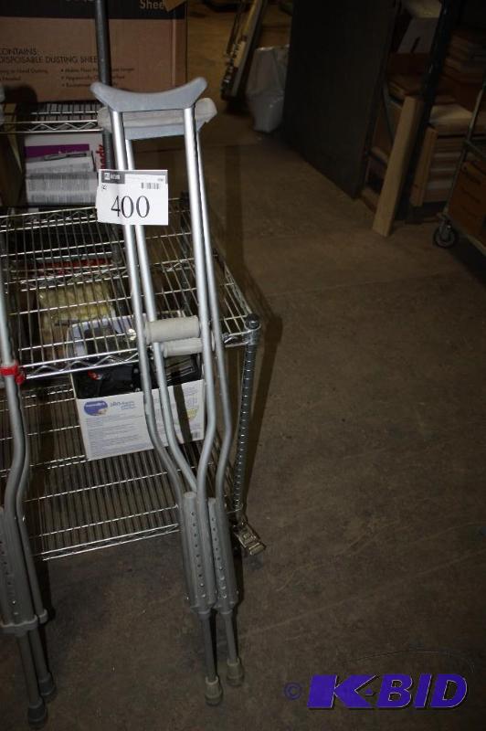 lot 400 image: Lot of (2) Medline Crutches Metal Frame Comfort Arm-Pit Rest & Handle.