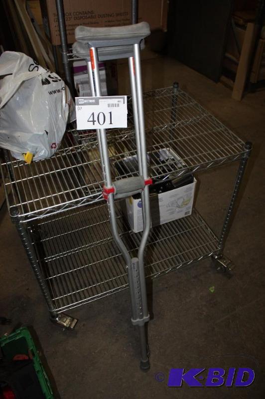 lot 401 image: Lot of (2) Guardian Crutches Metal Frame Comfort Arm-Pit Rest & Handle.