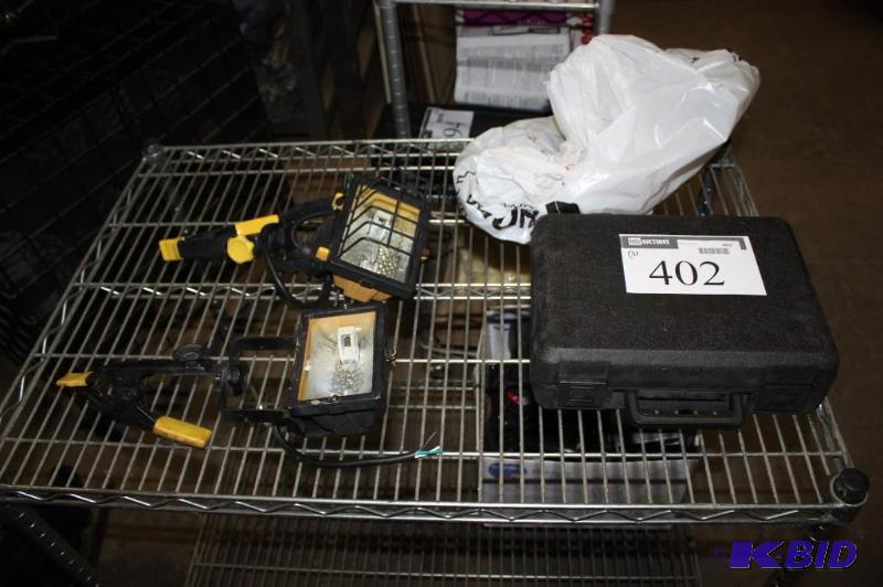 lot 402 image: Lot of (3) Including Eagle Strata 128 Portable Depth Finder Flood Lights wClampable Ends,app 2 ct
