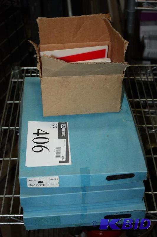 lot 406 image: Box Lot of Miscellaneous Plastic Letters & Numbers For Business Signs Includes Storage Container.