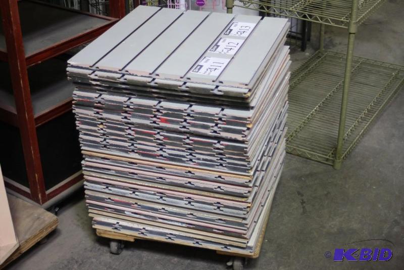 lot 413 image: Lot of (5) Pieces of Slat Wall Panels White First Come First Served of Stack on Removal.