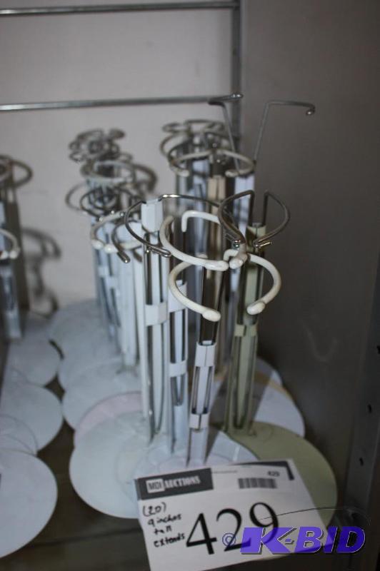 lot 429 image: Lot of (20) Tripar Lit Metal Stands wExtendable Reach & Grip Attachment Flat Stand White