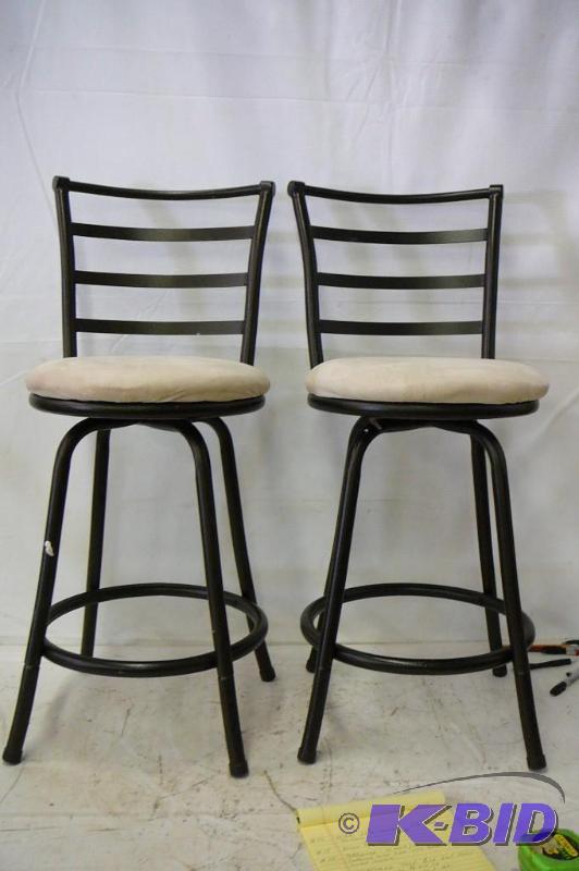 lot 17 image: Bar Stools tan Seats Pair...