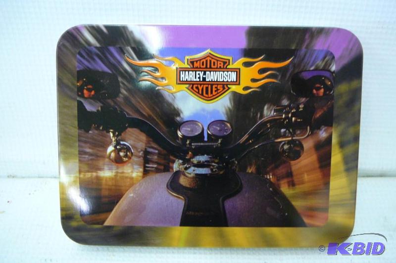 lot 28 image: Harley Davidson Playing cards & Tin...