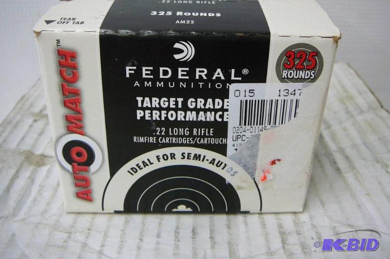 lot 37 image: Federal 22 Long Rifle 325 Pounds 40 grain Sol...