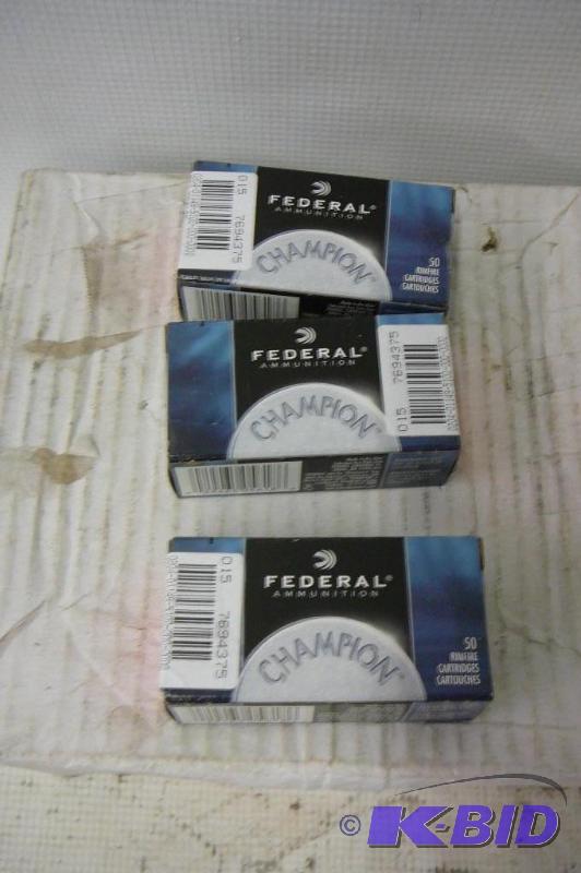 lot 40 image: Federal 22 Long Rifle 3 boxes of 50...