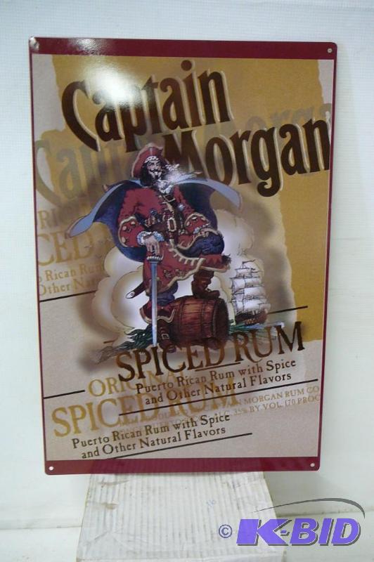 lot 48 image: Tin Sign Captain Morgan 12 12 x 16 h...