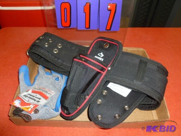 Tool belt with husky holsters and 2 pair of g...