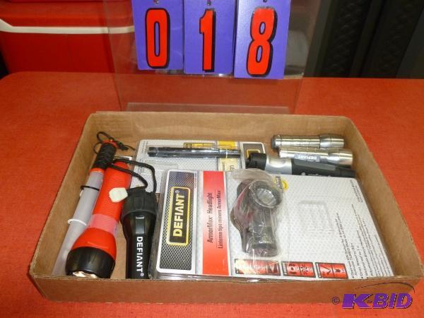 Flat of flashlights. As shown. New and used. ...