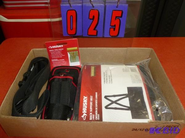 Flat of husky back support belt and pouch. ap...