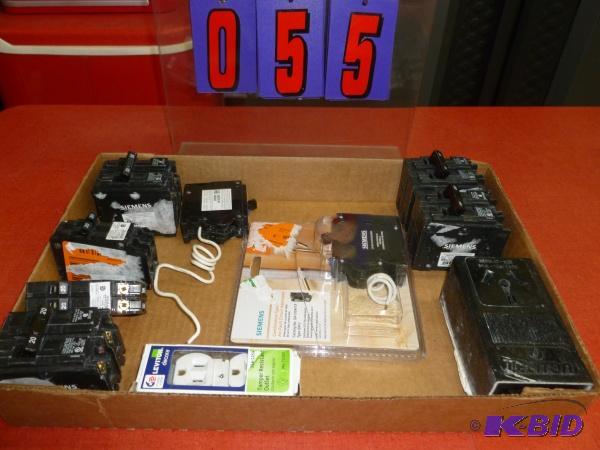Flat of electrical breakers. 20,50 and 60 amp...
