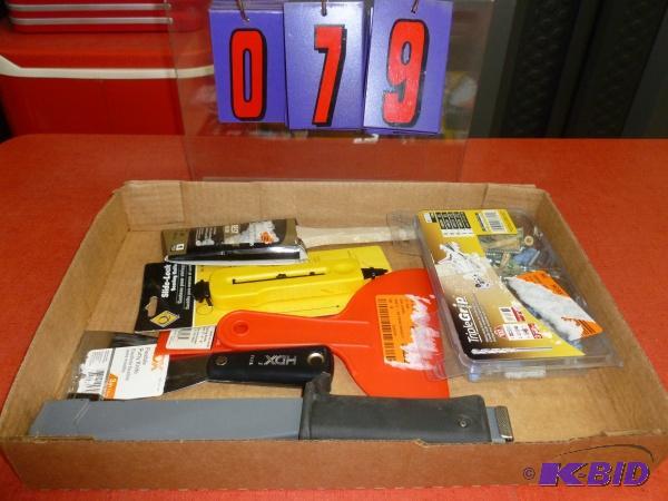 Flat of home improvement tools. As shown. Ter...