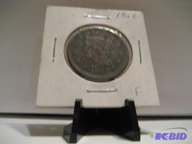 lot 12 image: 1852 LARGE CENT ONE CENT COIN FINE