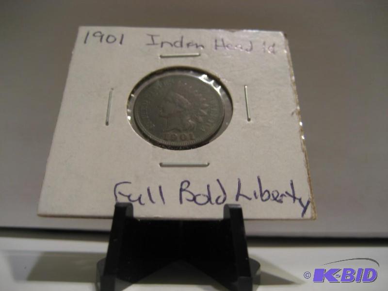 lot 53 image: 1901 INDIAN HEAD ONE CENT COIN